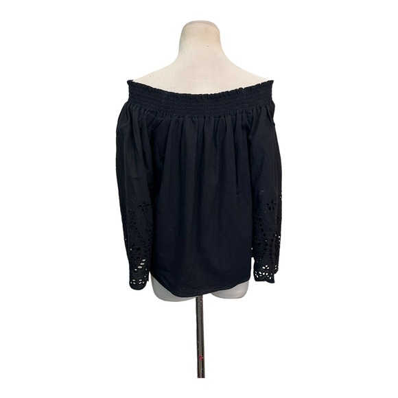 Whimsy + Row black off shoulder 3/4 sleeves boho blouse size Small - Picture 3 of 14